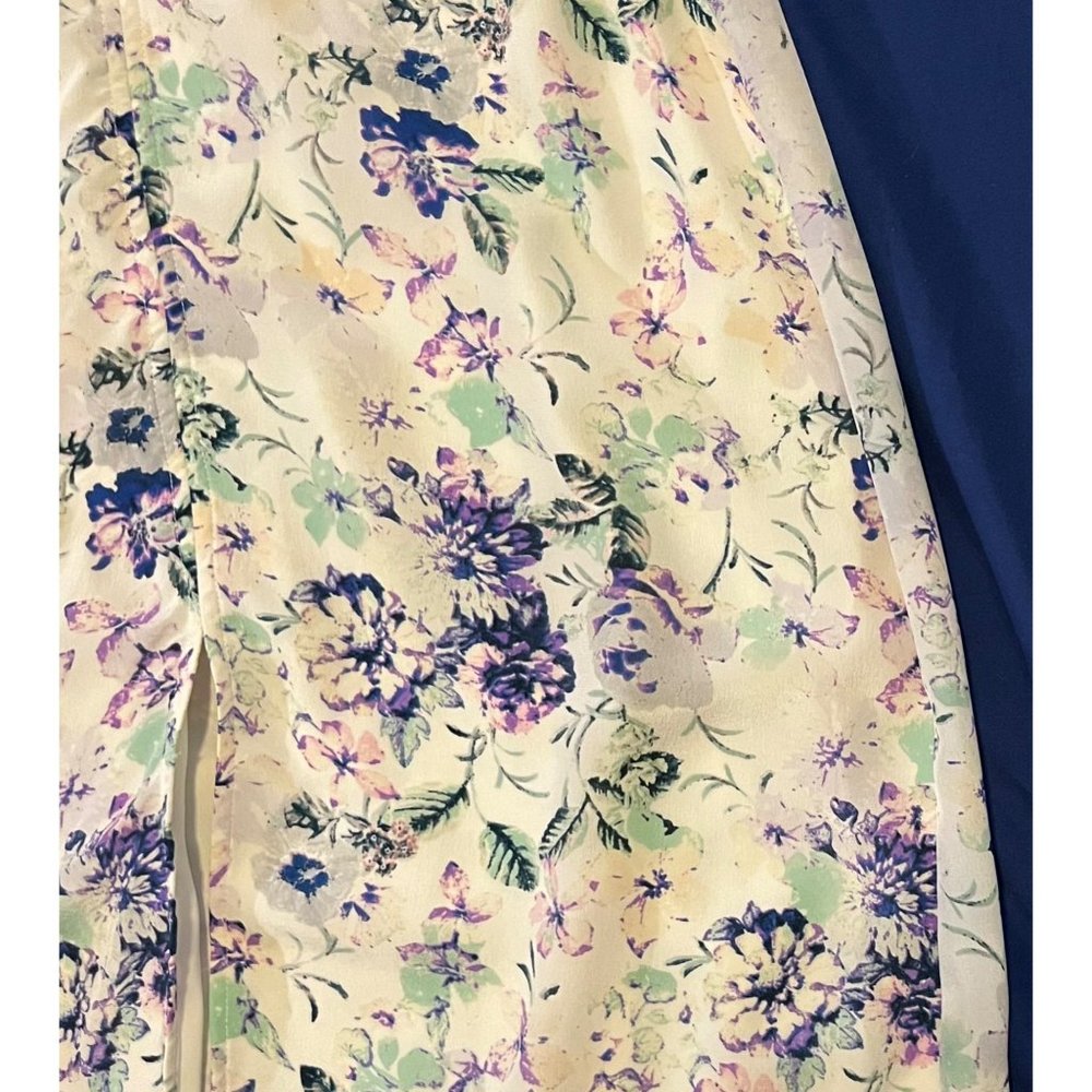 $320 Helena Quinn M Maxi Dress Mariella Slit Long Ivory Halter Floral Sundress - Picture 5 of 7